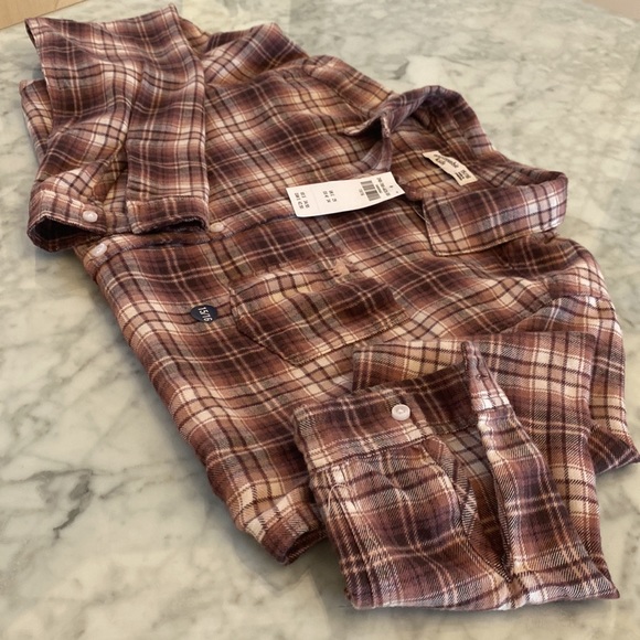 Abercrombie kids flannel. Pink,mauve, creme tones. Brand new with tags! - Picture 3 of 4